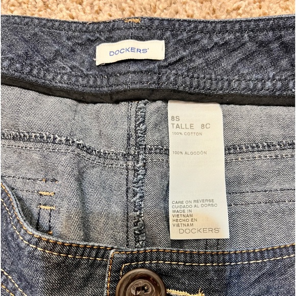 Dockers Wide Leg Medium Wash Mid Rise Denim Blue Jeans Women's Size 8S - Picture 5 of 11